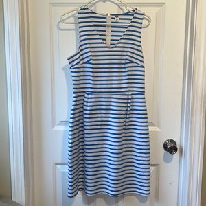 Blue and white striped dress